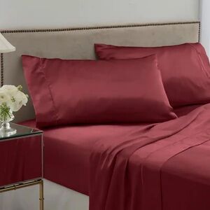 Martex Elegance Satin Merlot Sheet Set - King - Red